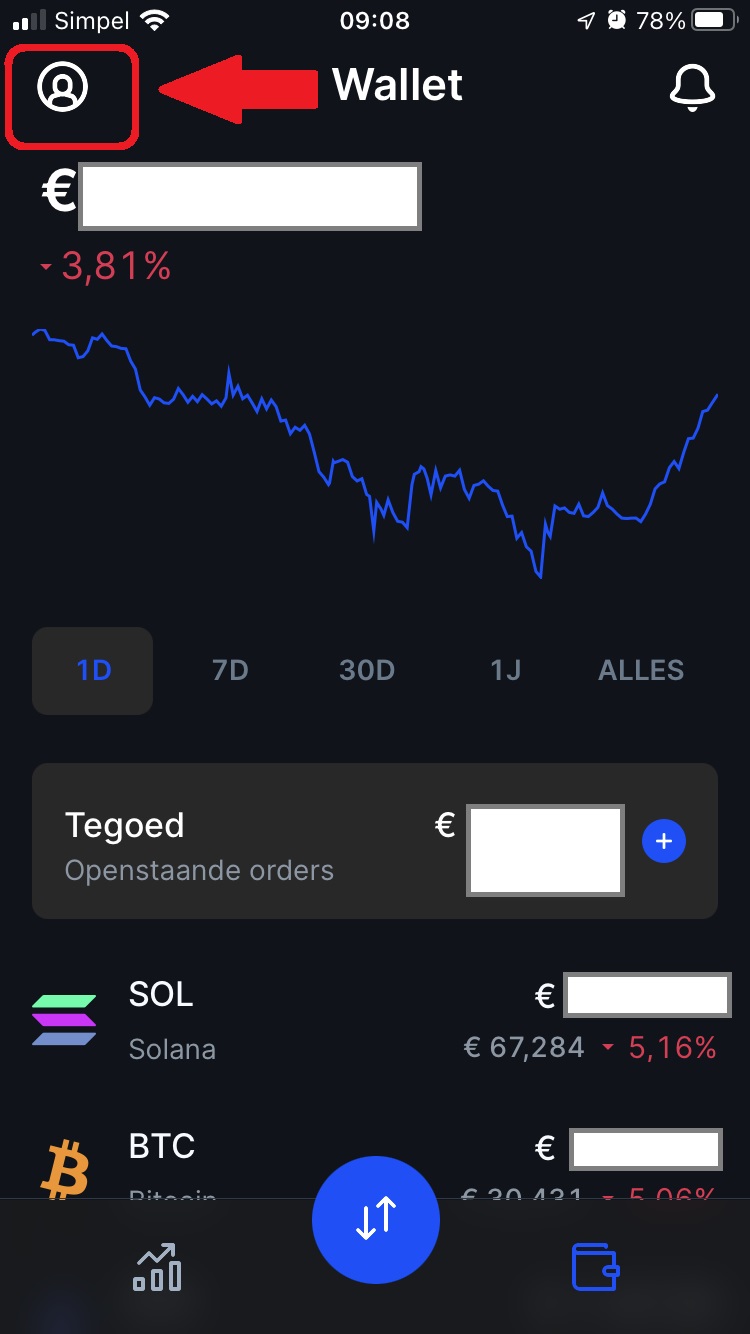 Staking Bitvavo inschakelen op mobiel 1 Staking Bitvavo inschakelen op mobiel 1