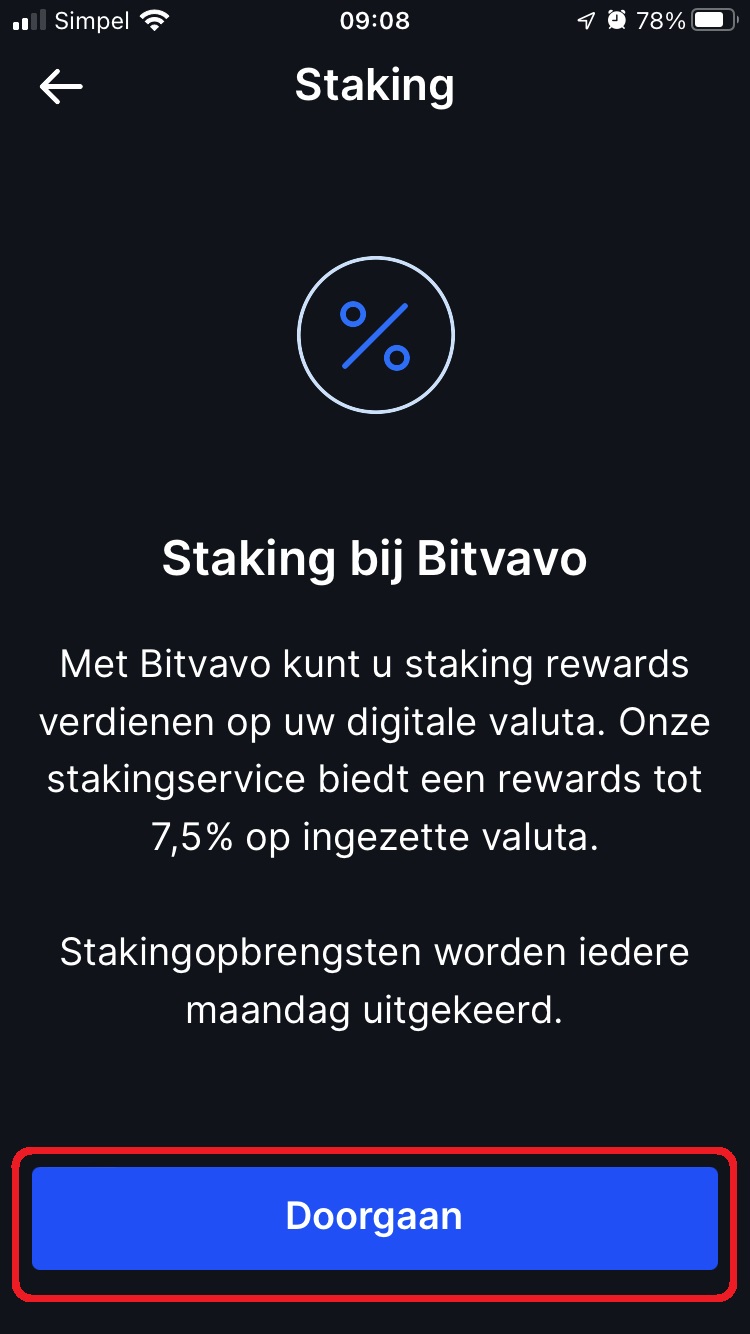 Staking Bitvavo inschakelen op mobiel 3 Staking Bitvavo inschakelen op mobiel 3